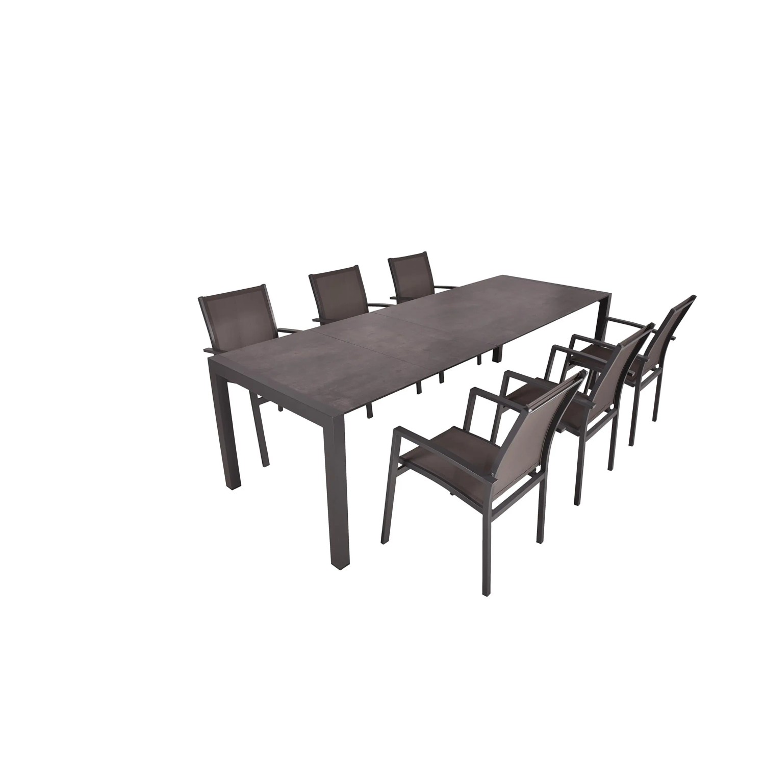DELUKE Garten-Sitzgruppe HAUKE 7-tlg. Kunststoff Dunkelbraun Gartenmöbel-Set Garten-Essgruppe Stapelstühle C Esstisch Au...