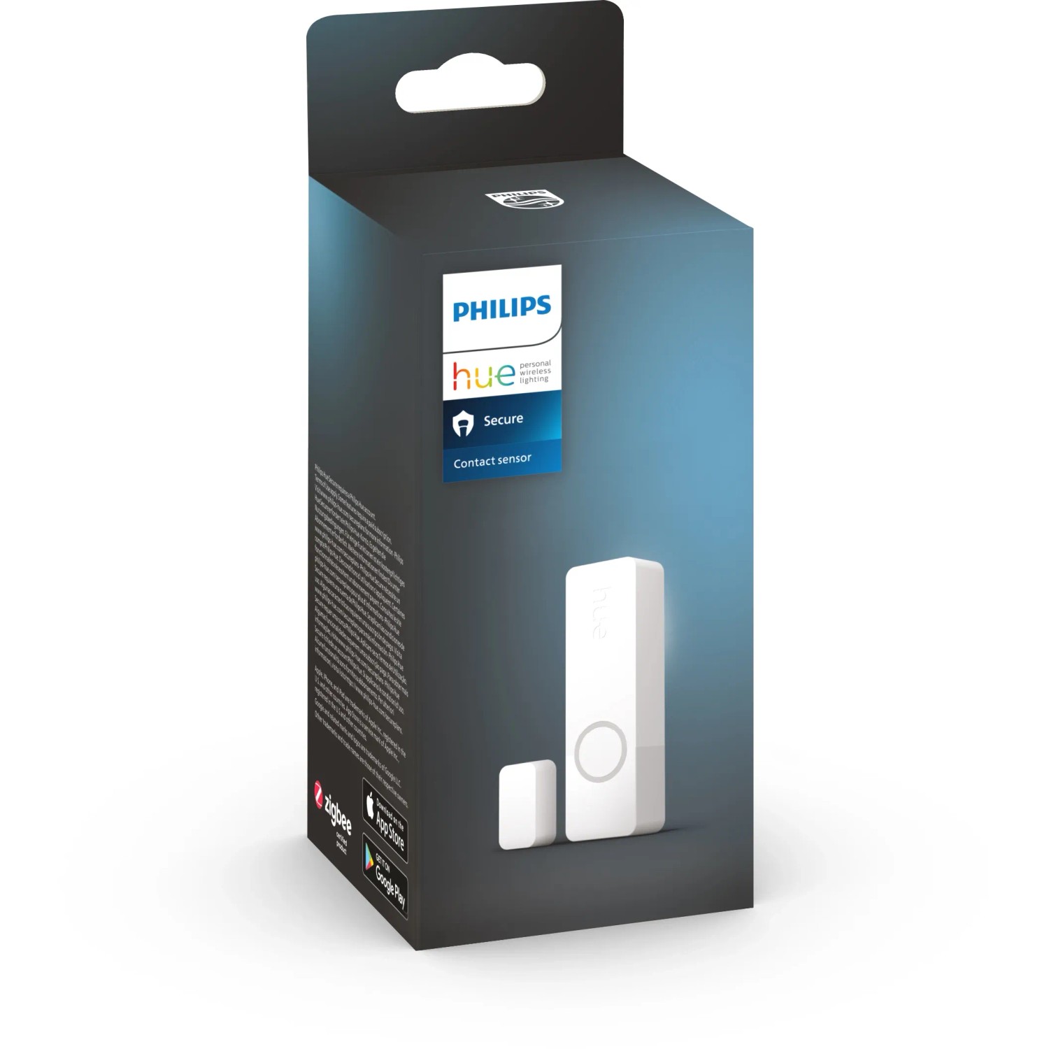 Philips Hue Secure Kontaktsensor, 7 cm, Weiß, in Produktverpackung. Kameraüberwachung für Türen und Fenster.