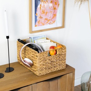 HMF 37241-S2 Aufbewahrungskorb Faltbarer Korb Geflochten Wasserhyazinthe Seegras 36 x 28 x 20 cm