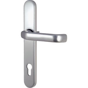 Splendoor Haustürdrücker mit Langschild, Aluminium Natur F1, PZ 92 mm