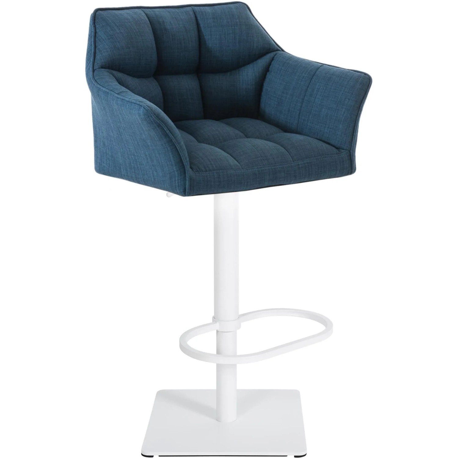 DELUKE Barhocker SIHAR Stoff Blau 64x45x88cm Weiß Barstuhl Höhenverstellbar Mit Lehne Drehbar Tresenhocker Tresenstuhl