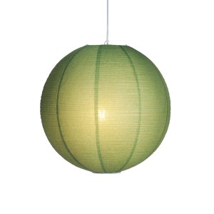 PR Home Haru Pendelleuchte: Runde, grüne Reispapierlampe für sanftes Licht. Ideal für Wohn- und Schlafzimmer.