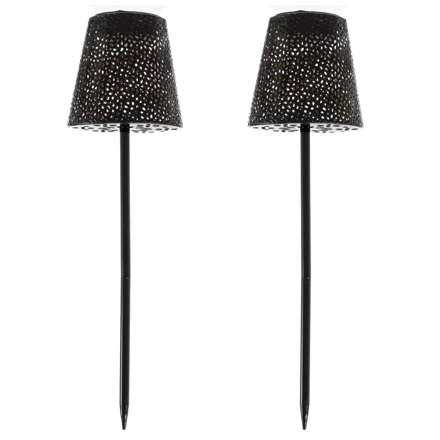 Marelida LED Solar Gartenleuchten Blumenmuster Gartenstecker Erdspieß Wegleuchte 58cm 2St