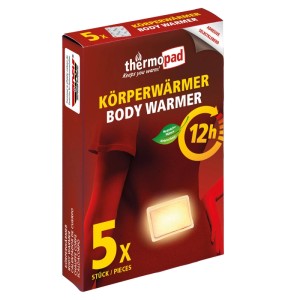 Rote Thermopad Körperwärmer Box mit 5 selbstklebenden Wärmepads für 12 Stunden Wärme. Ideal für Outdoor-Aktivitäten.