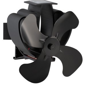 Valo Ofenventilator für Ofenrohr, schwarz, zur horizontalen Wärmeverteilung.