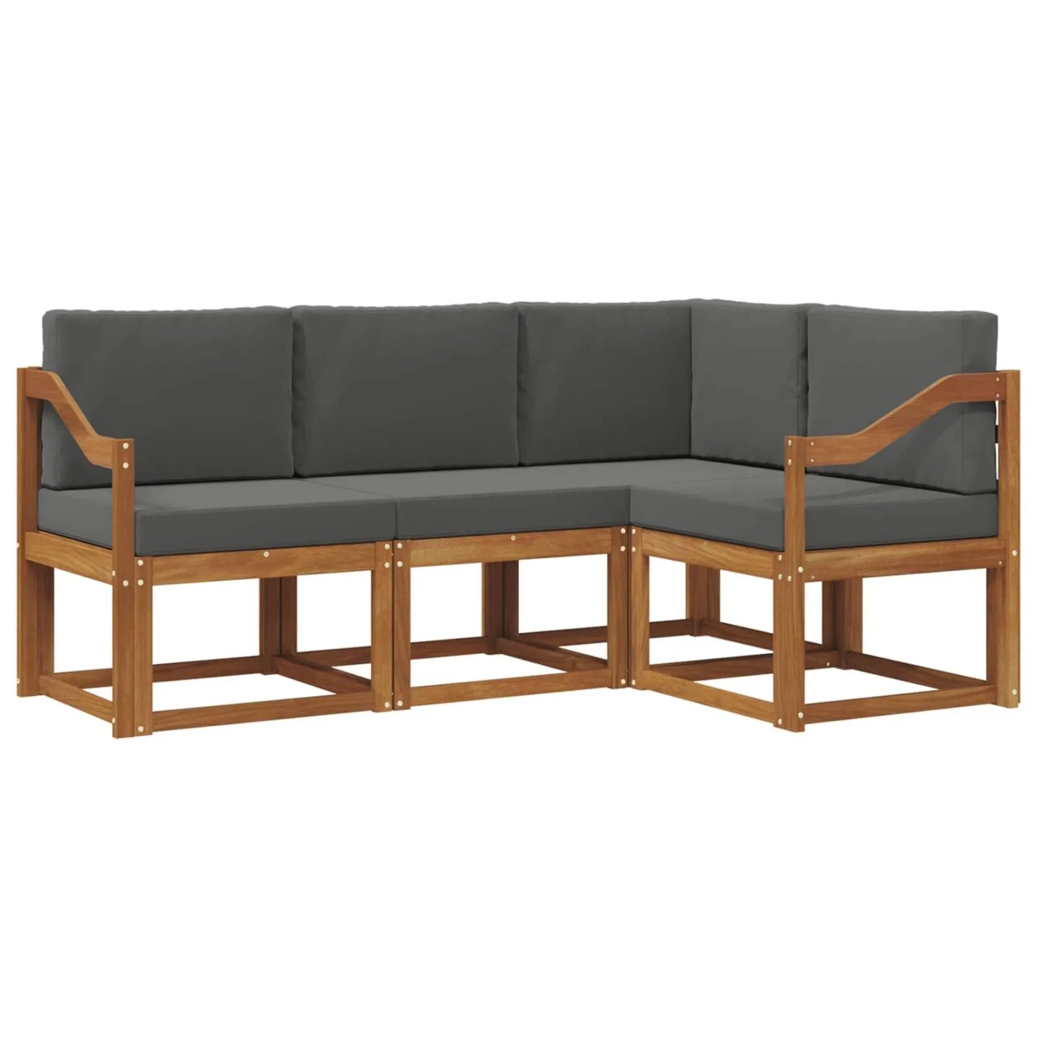 vidaXL Outdoor-Sofagarnitur mit Kissen 4 Stk Natur und Anthrazit 3366340