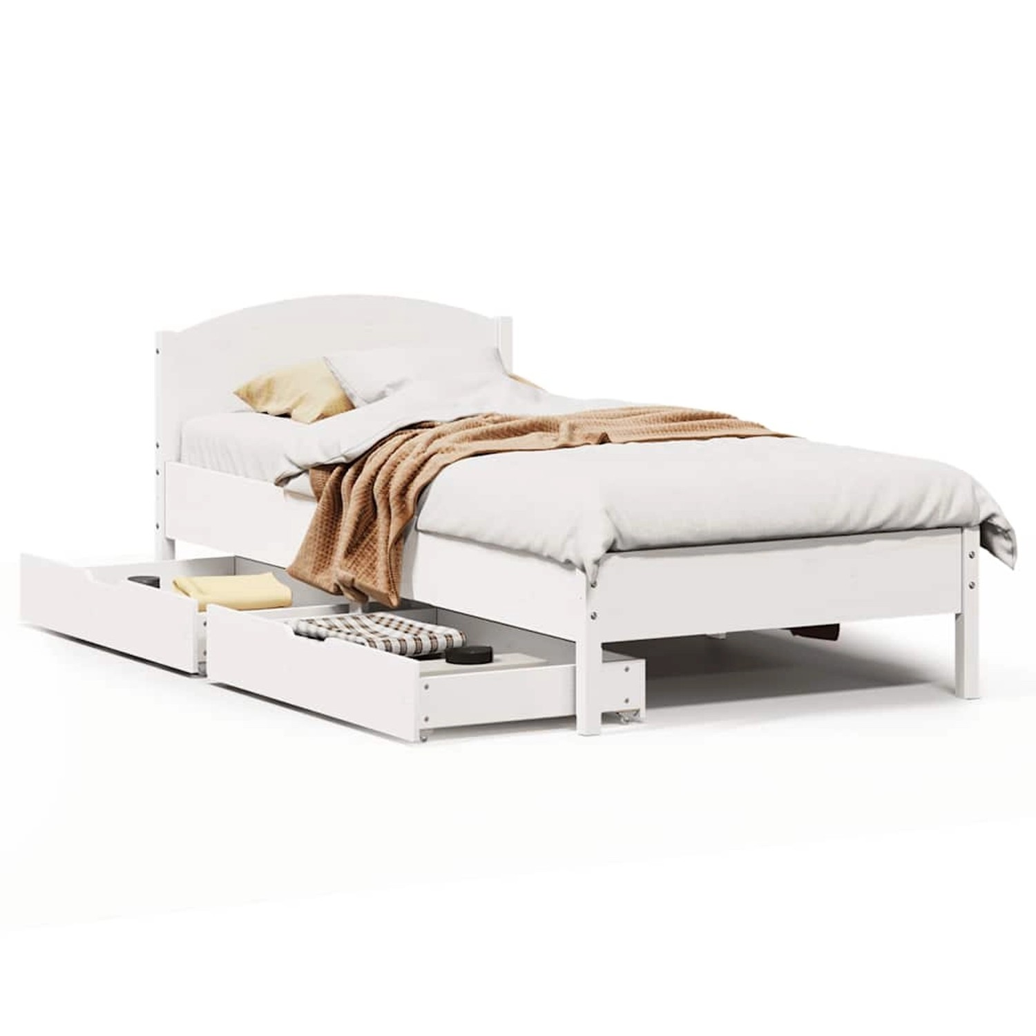 vidaXL Massivholzbett ohne Matratze Weiß 100x200 cm Kiefernholz 3301843 günstig online kaufen