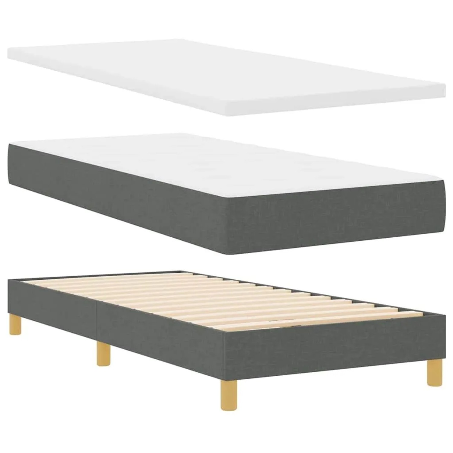 vidaXL Boxspringbett mit Matratze 90x200 cm Stoff Dunkelgrau 3340200 günstig online kaufen