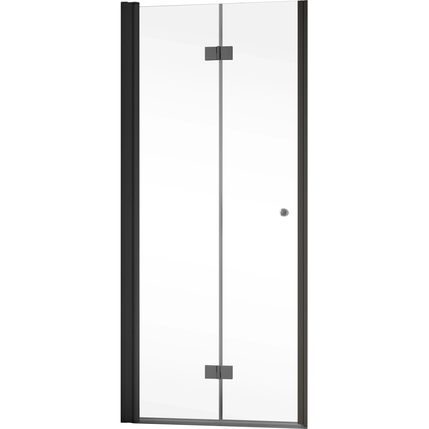 Schulte ExpressPlus Drehfalttür, Mattschwarz, 200x90 cm, für Nische. Duschtür aus Glas mit schwarzem Rahmen.