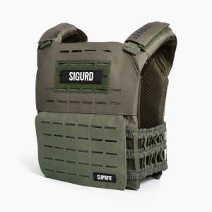 Olive Suprfit Sigurd 3D Gewichtsweste aus robustem Stoff, verstellbar für Training & Fitness.