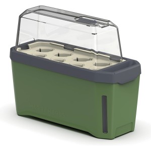 Dunkelgrünes Gusta Garden Anzuchtsgefäß Harry Herbs 5L mit transparenter Haube.