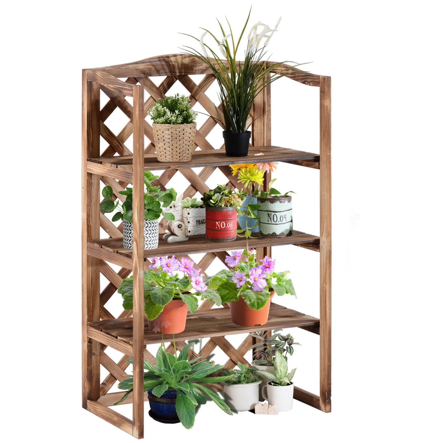 Outsunny  Blumenregal Tannenholz Naturholz 75L x 38B x 120H cm