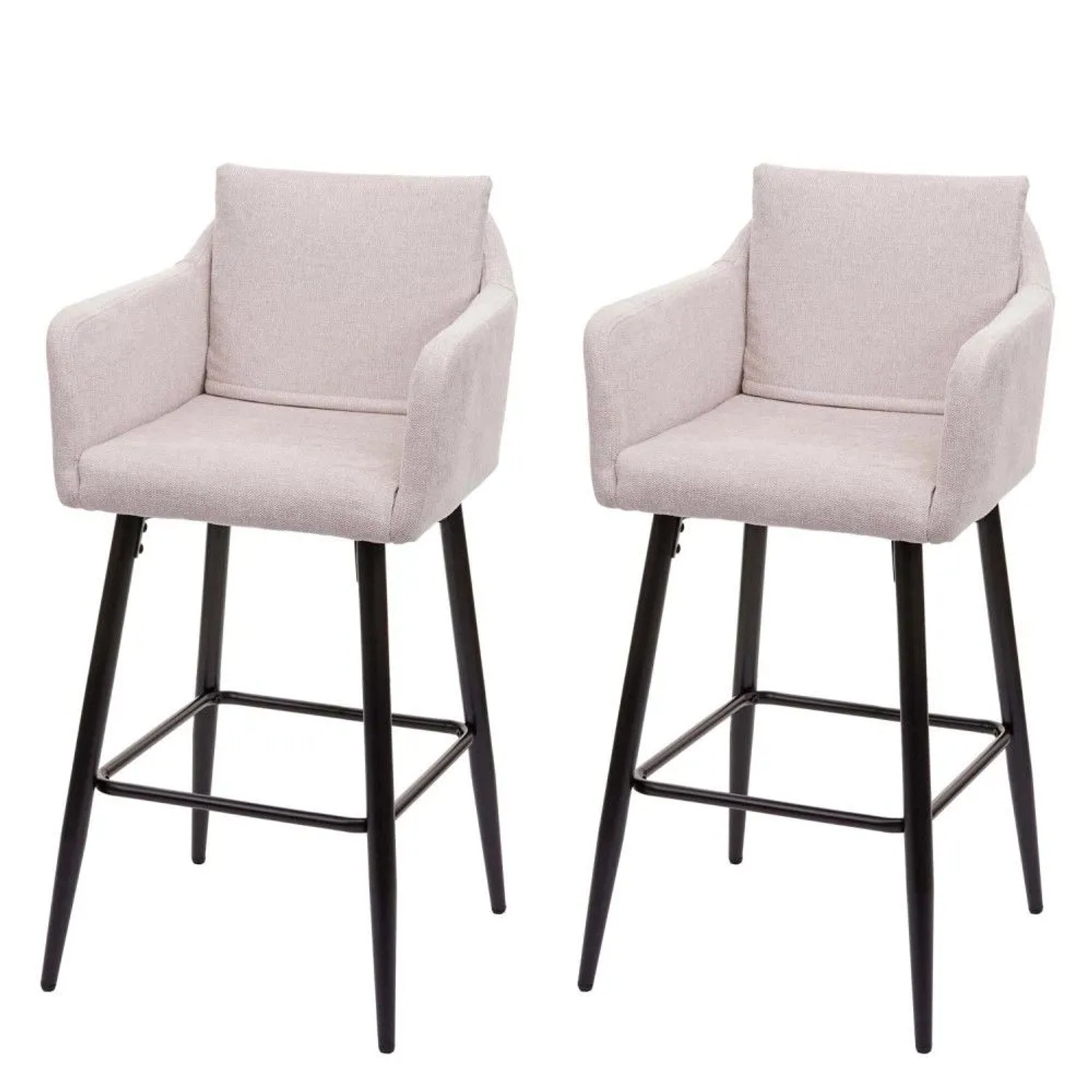 MCW Barhocker H93 2er-Set Stoff/Textil Creme-Beige
