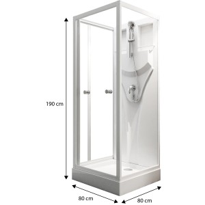 Schulte Komplettduschkabine Juist mit Schiebetür, 190x80x80 cm, weiß. Inkl. Duschwanne.
