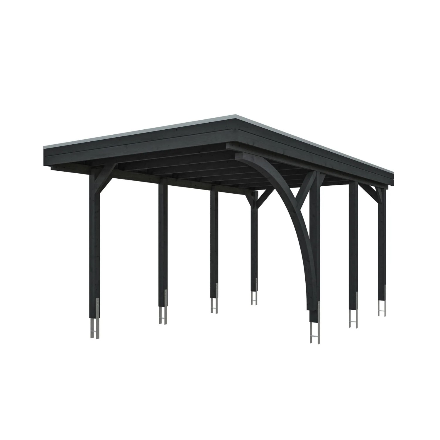 Skan Holz Carport-Set Friesland E mit Einfahrtsbogen 320 cm x 555 cm Anthrazit