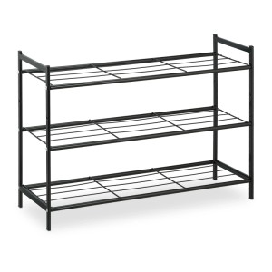 Relaxdays Schuhregal Metall Schwarz Erweiterbar 50 cm x 70 cm x 26 cm 1,9 kg