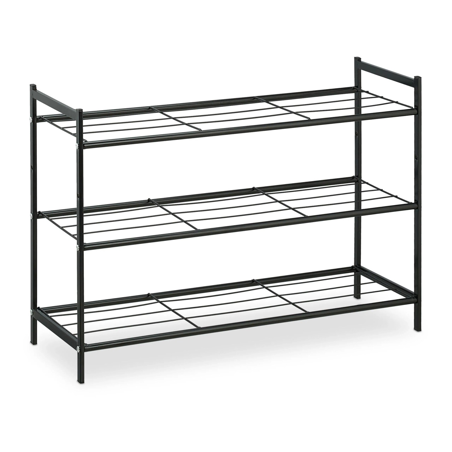 Relaxdays Schuhregal Metall Schwarz Erweiterbar 50 cm x 70 cm x 26 cm 1,9 kg