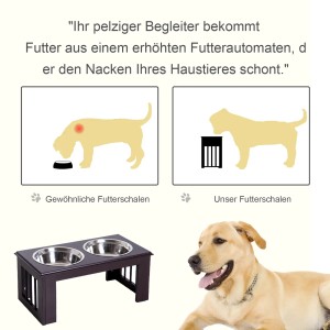 PawHut Hundenapf mit 2 Näpfen (2L) auf erhöhter Futterstation für komfortable Fresshaltung.