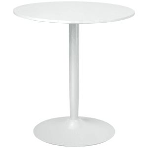 Weißer runder HOMCOM Esstisch für 2 Personen mit modernem Design, zentralem Stahlbein und rutschfester Basis.