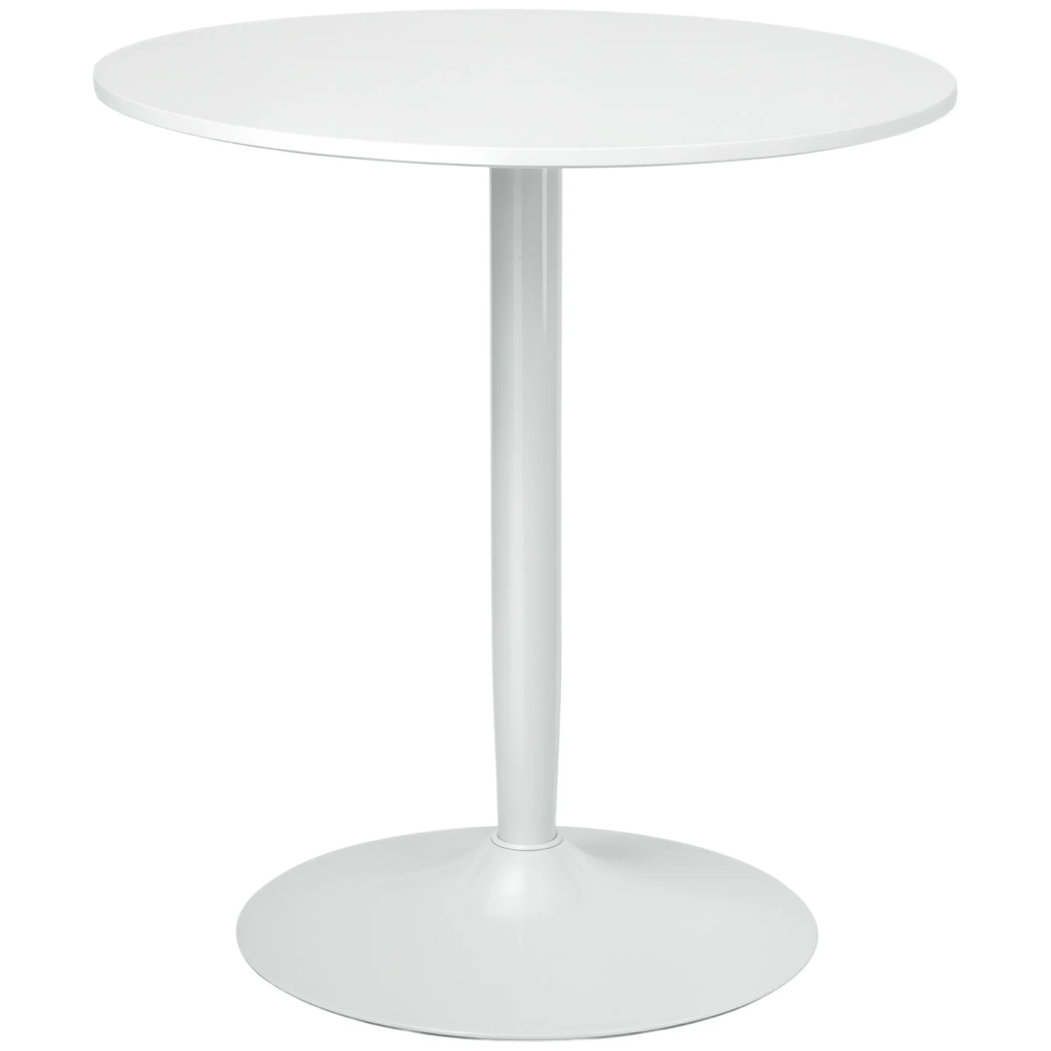 HOMCOM Esstisch für 2 Personen mit Stahlbein Rutschfest Ø70 x 75 cm Weiß