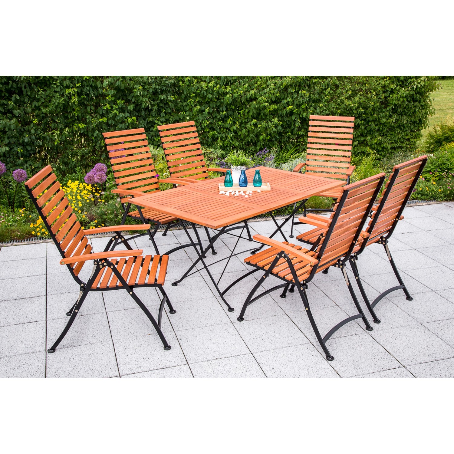 Merxx Schlossgarten Set 7-tlg. 6 Klappsessel Klapptisch 160 x 90 cm günstig online kaufen