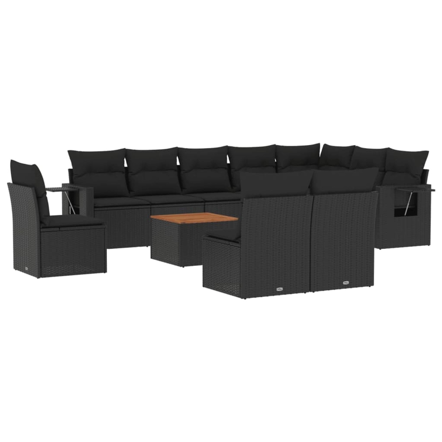 vidaXL 11-tlg Garten-Sofagarnitur mit Kissen Schwarz Poly Rattan Modell 96 günstig online kaufen