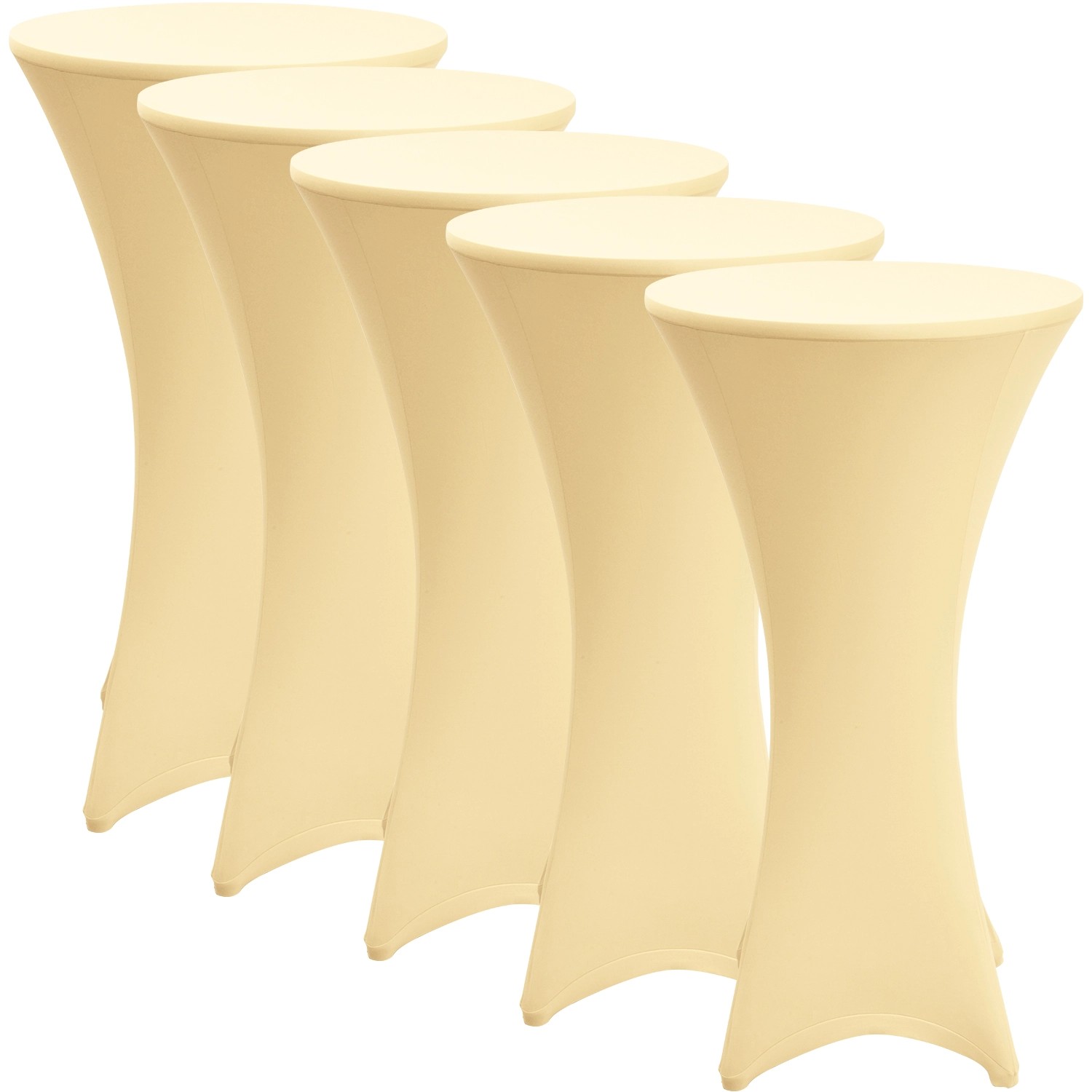 Beautissu Stella Stehtischhusse Ø 80cm Creme 5tlg