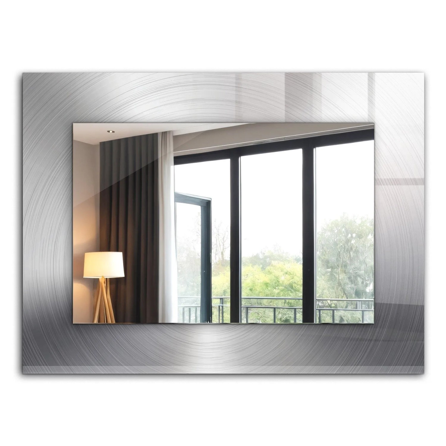 Tulup Bedruckter Spiegel Runde Metalloberfläche 80x60 cm Rechteckig Spiegel Bedrucktem Rahmen Dekorative Spiegel Spiegel...