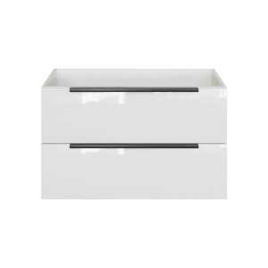 Pelipal Waschbeckenunterschrank Quantum 07, schneeweiß glänzend, 80 cm breit mit 2 Auszügen.