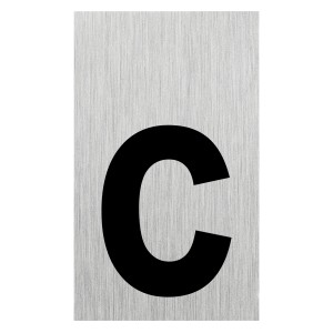 Selbstklebendes Buchstaben-Schild "C" aus Aluminium in Edelstahloptik.