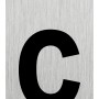 Selbstklebendes Buchstaben-Schild "C" aus Aluminium in Edelstahloptik.