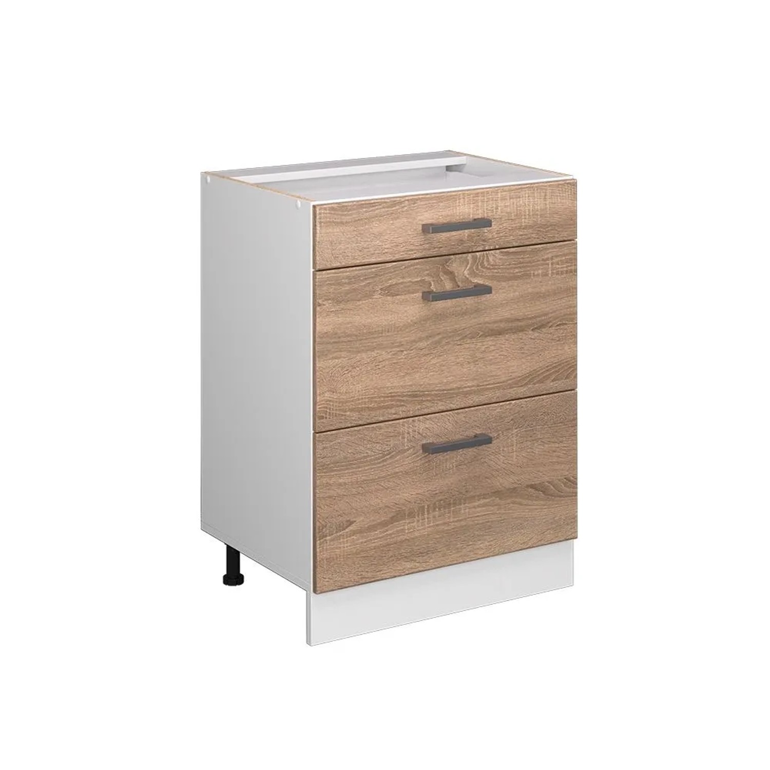 Vicco Küchenunterschrank R-Line Sonoma Weiß 60 cm mit Schubladen ohne Arbeitsplatte
