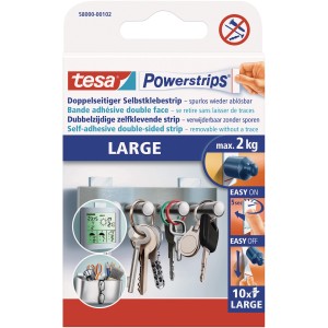 Tesa Powerstrips Large, 10 Stück, für rückstandsfreies Ablösen und starken Halt.