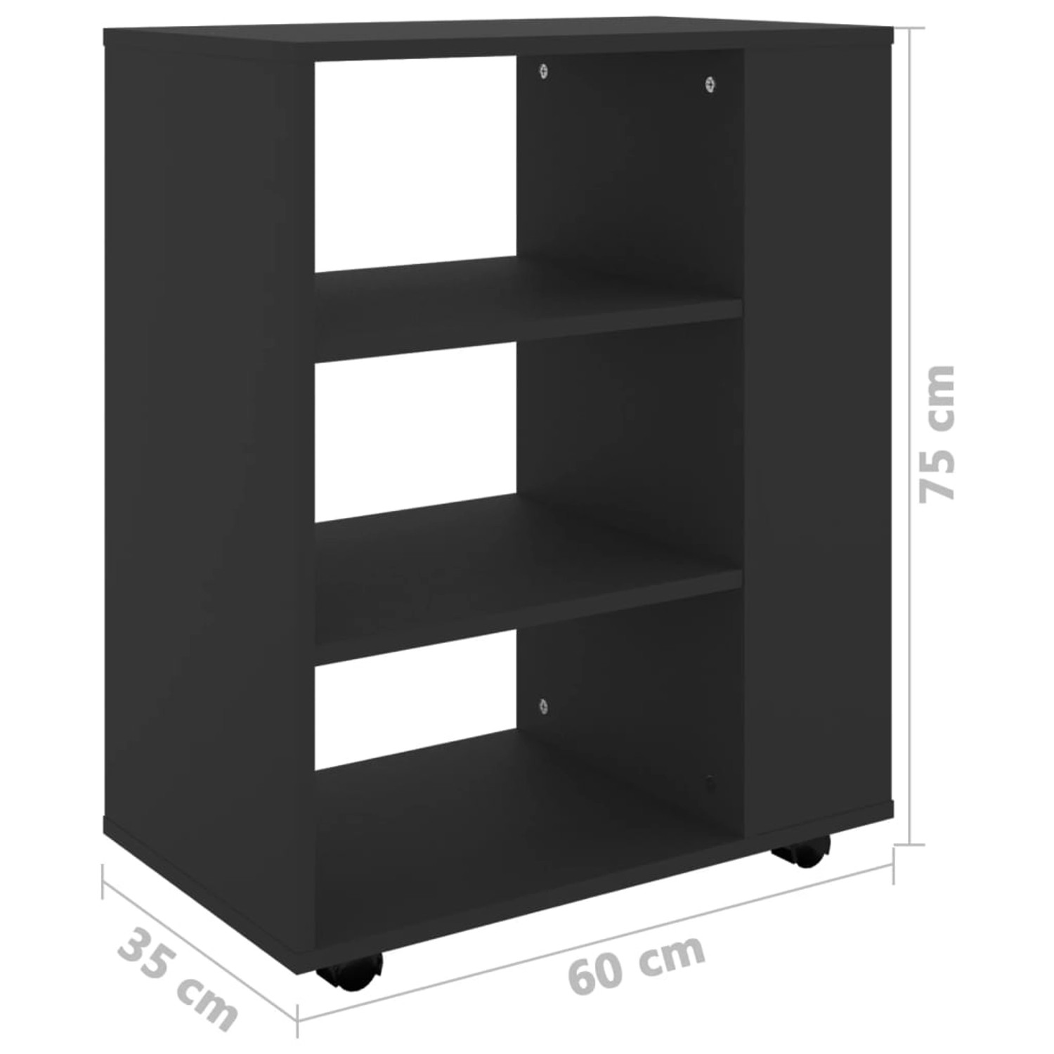 vidaXL Aktenschrank Rollschrank Schwarz 60x35x75 cm Spanplatte günstig online kaufen