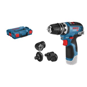 Bosch Professional Akku-Bohrschrauber GSR 12V-35 Flexi Click mit Aufsätzen und L-Boxx für Bohren & Schrauben.