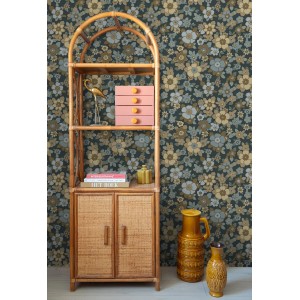 ESTAhome Tapete Retro Blumen Dunkelblau 50 x 900 cm