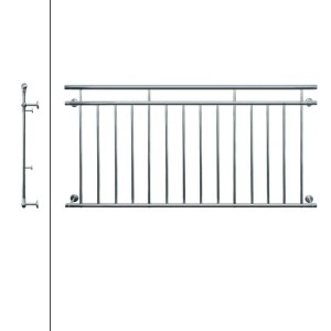 Glänzendes Edelstahl-Balkongeländer, französischer Balkon 184x90 cm, mit 14 vertikalen Füllstäben für Tür- & Fenstersicherung.