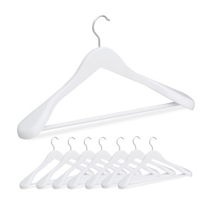 Relaxdays Anzug Kleiderbügel Ahornholz Weiß Drehbar 8er Set 23 x 45 x 6 cm