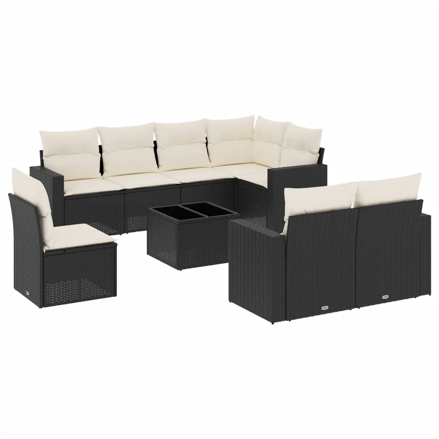 vidaXL 9-tlg Garten-Sofagarnitur mit Kissen Schwarz Poly Rattan Modell 35 günstig online kaufen