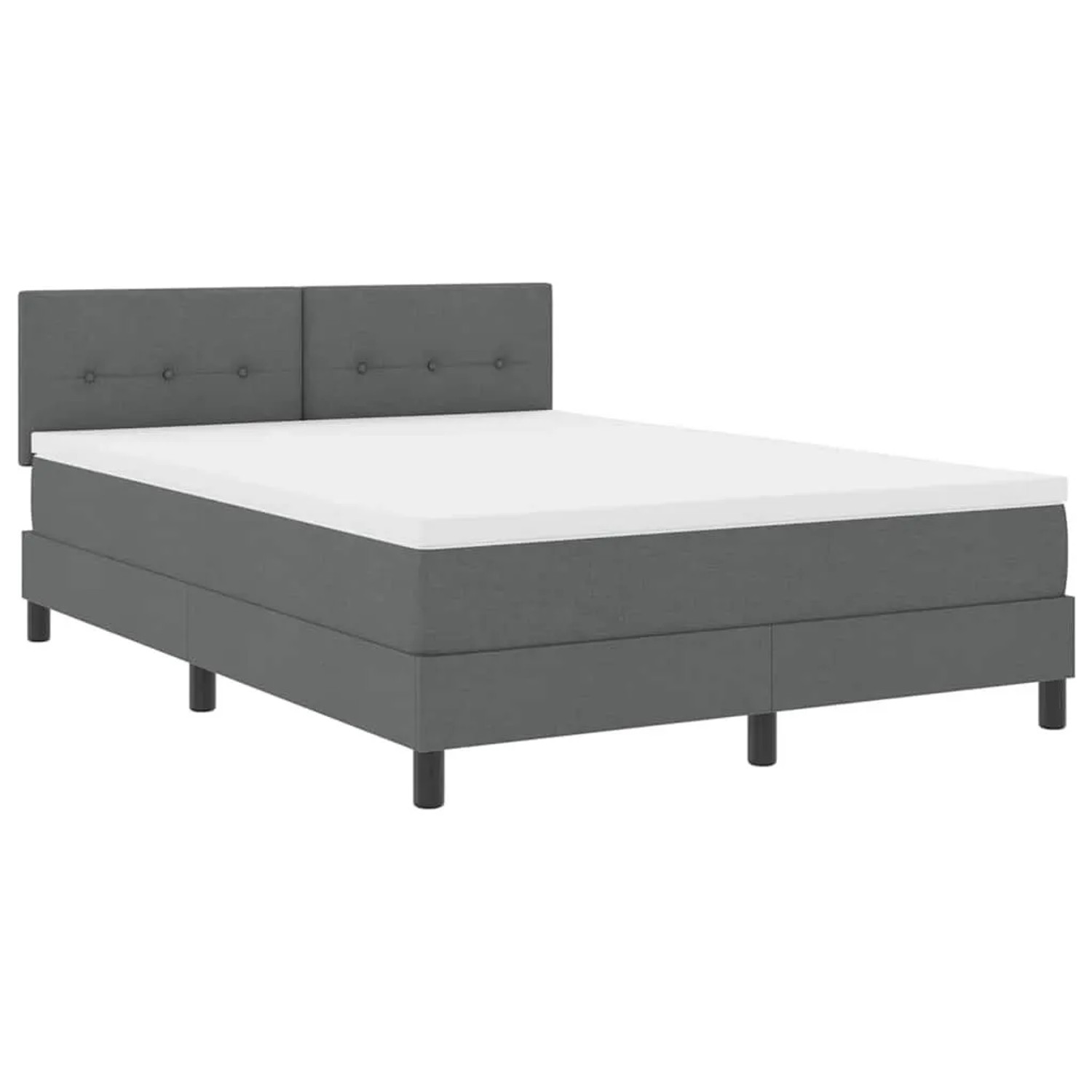 vidaXL Boxspringbett mit Matratze Dunkelgrau 140 x 190 cm Stoff 3342206