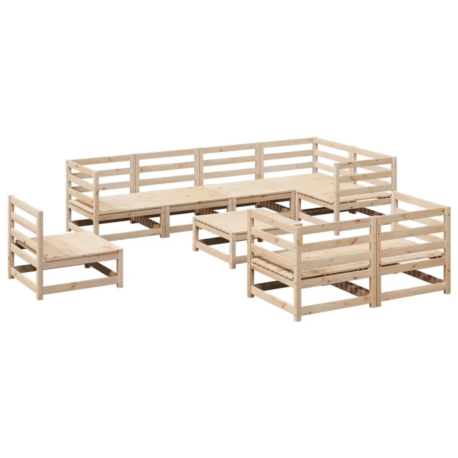 vidaXL 9-Tlg Garten-Sofagarnitur Massivholz Kiefer 3299508 günstig online kaufen