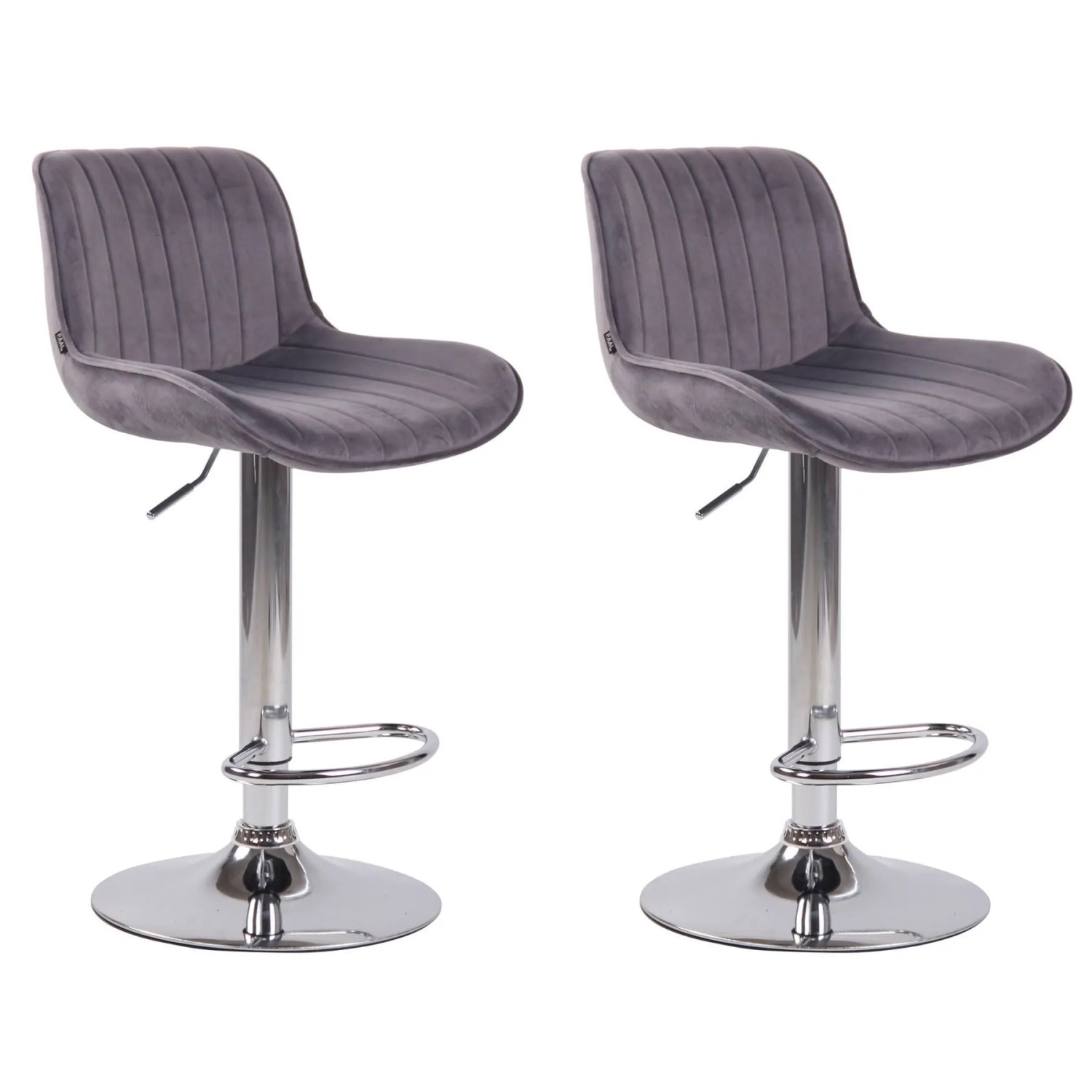 CLP 2er Set Barhocker Lentini Samt Dunkelgrau/Chrom