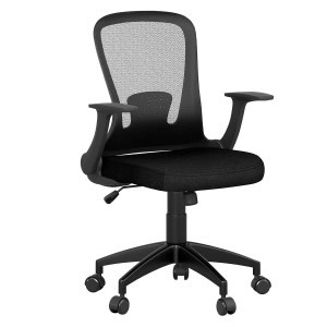 Costway Ergonomischer Drehstuhl mit Hochklappbaren Armlehnen Schwarz