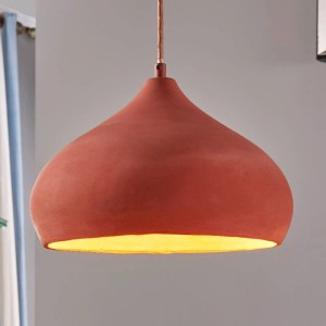 Lindby Beton Pendelleuchte Fiona 9620739 Mediterran Orientalisch in Terracotta aus Beton 1-flammig E27 Wohnzimmerleuchte