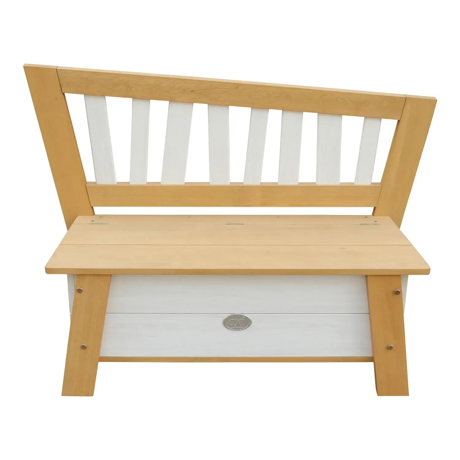 Axi Aufbewahrungsbank Corky, Gartenbank aus Holz in Braun und Weiß mit Stauraum.