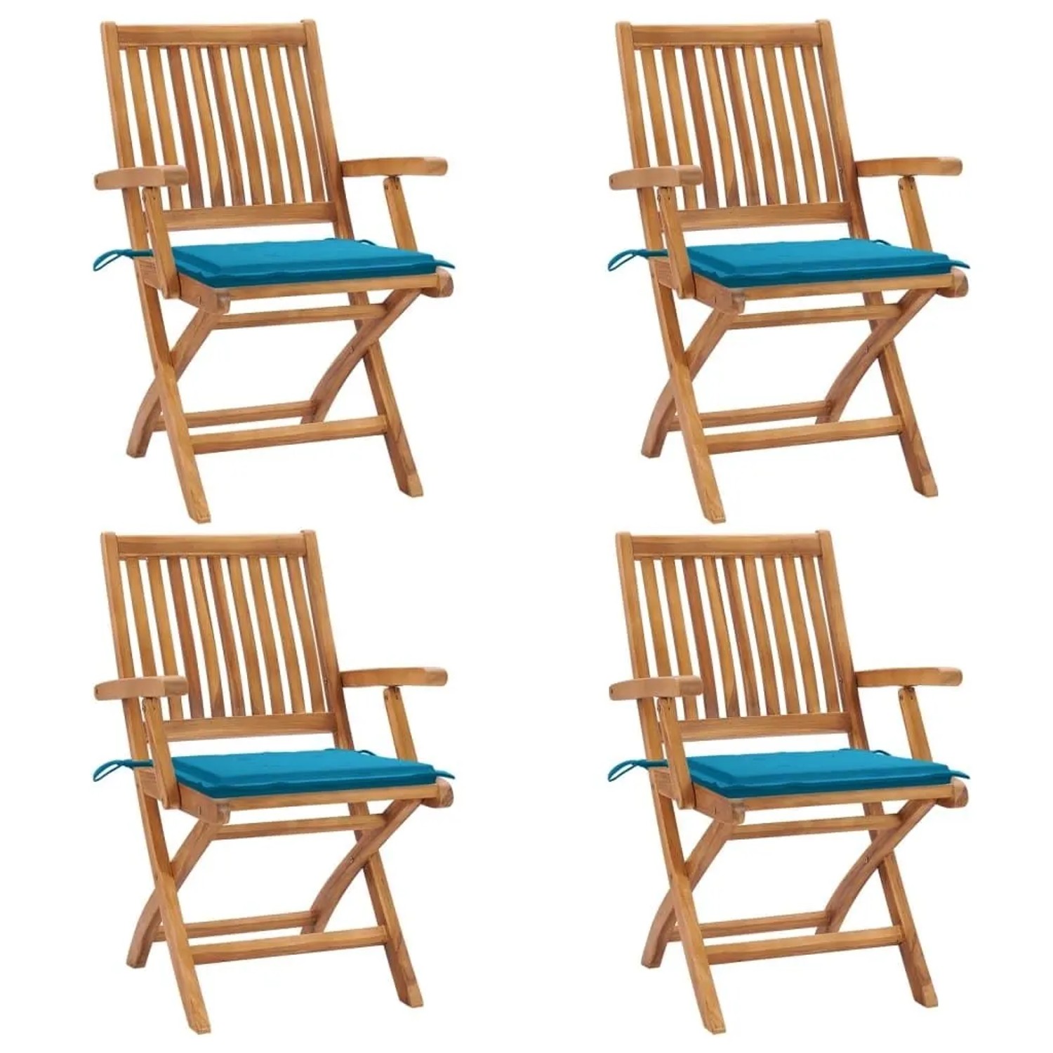 vidaXL Klappbare Gartenstühle mit Kissen 4 Stk Massivholz Teak 3072727 günstig online kaufen