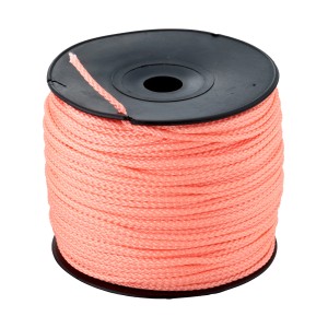 Orange LUX PP-Schnur (Ø 2 mm, 100 m) auf schwarzer Spule.