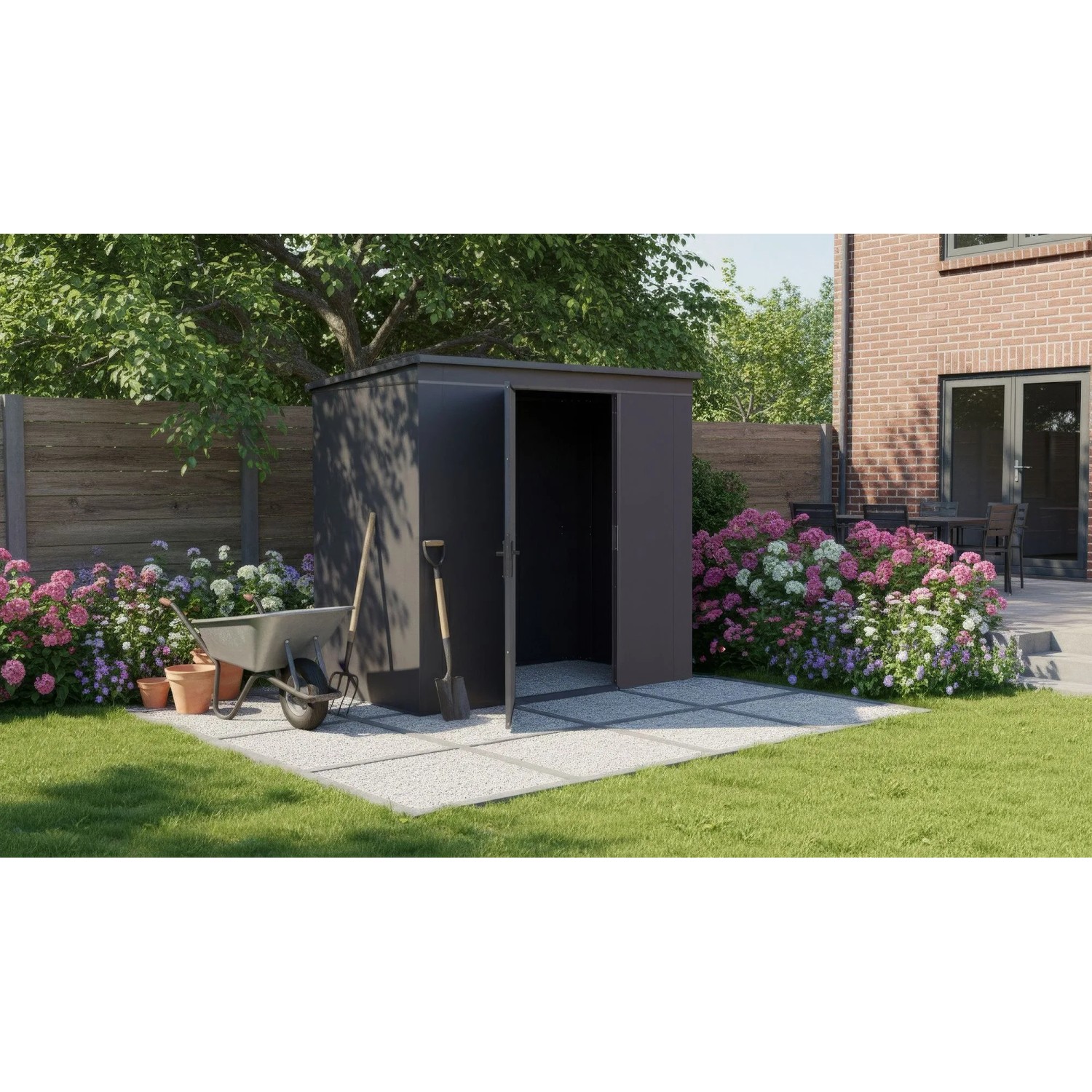 Weka Metall-Gerätehaus Gary 242 cm x 148 cm Anthrazit