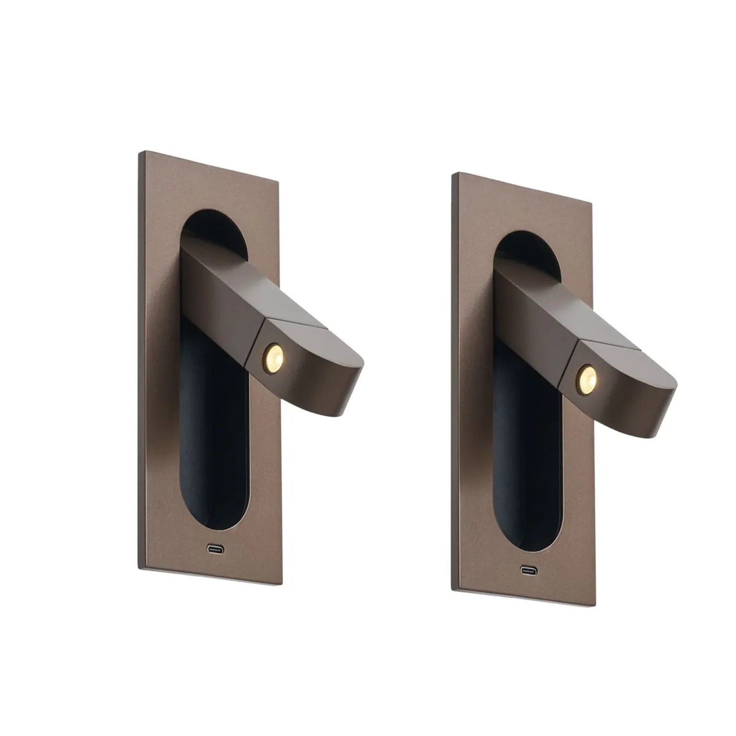 QAZQA 2er Set Moderne Wandleuchten DunkelBronze inkl  LED und USB C Anschluss HilTon