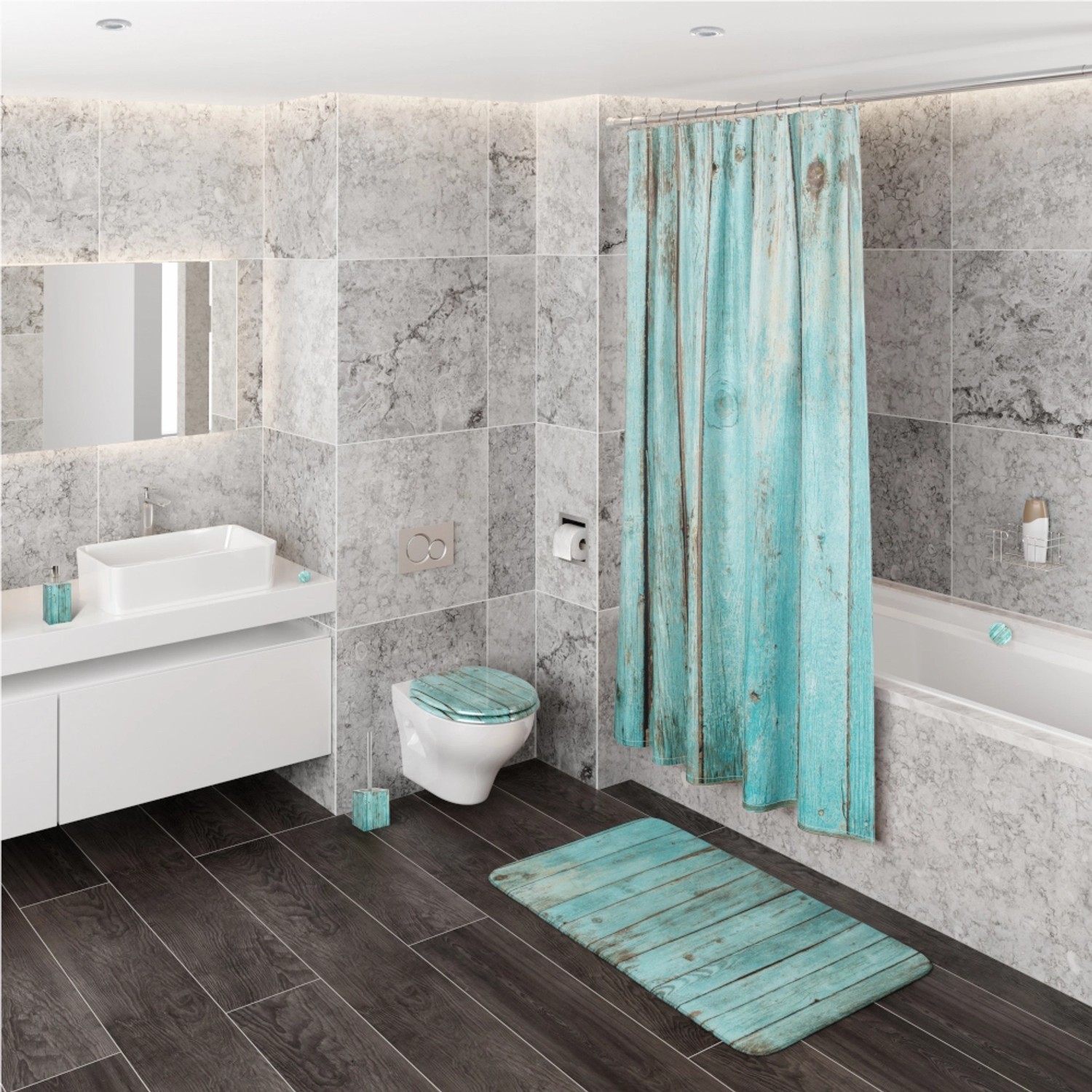 Sanilo WC-Sitz Lumber im Badezimmer-Set mit Holz-Optik und Absenkautomatik.